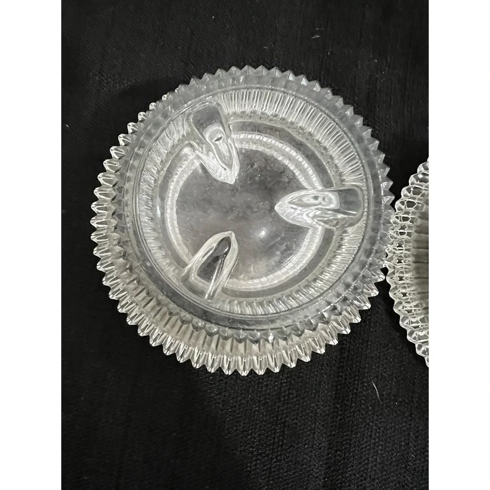 Vintage Clear‎ Ribbed Glass Candle Holder Pair Reversible Taper Pillar Set of 2